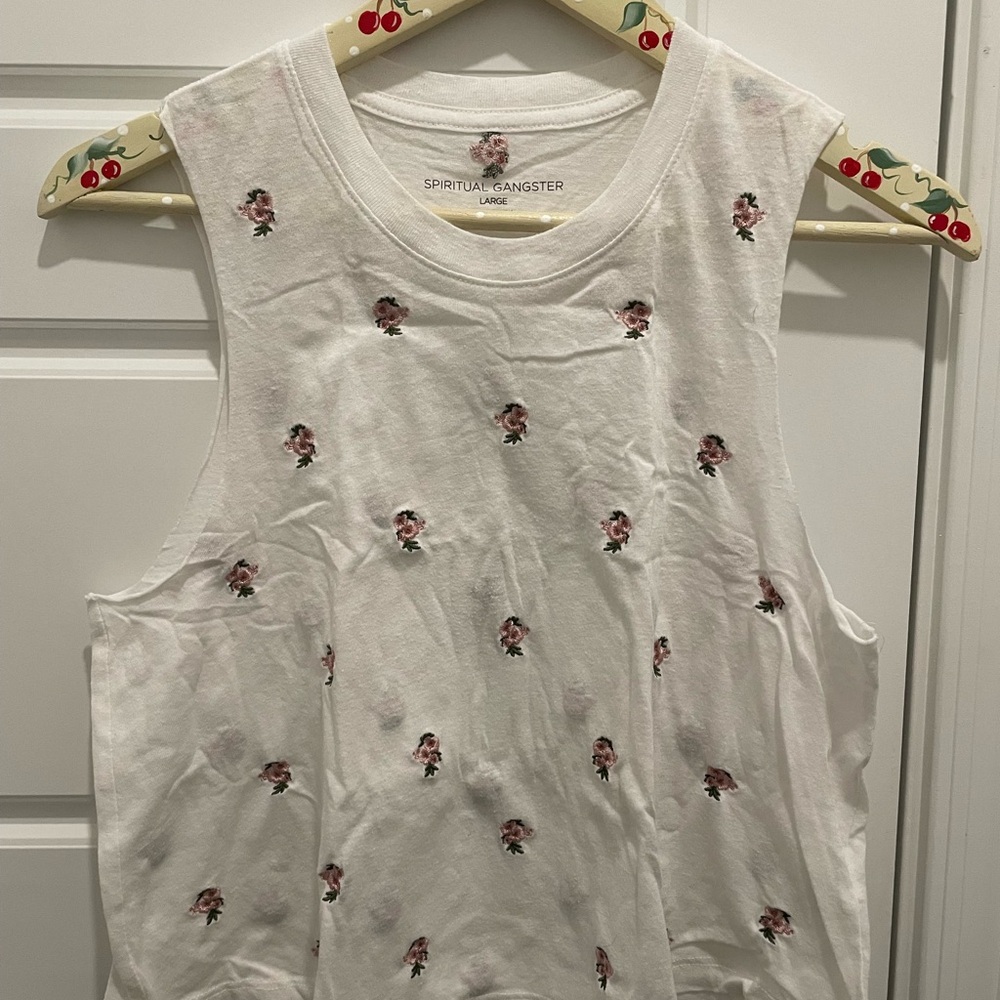 Spiritual Gangster floral crop tank, size large